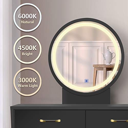 FUNKOCO Vanity Table Set with Lighted LED Touch Screen Dimming Round