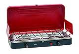Texsport Dual 2 Burner Propane Stove with Matchless Push Button Piezo Ignition Starter