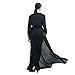 Missord Women's V Neck Thin Casual Maxi Dress with Belt Medium Black