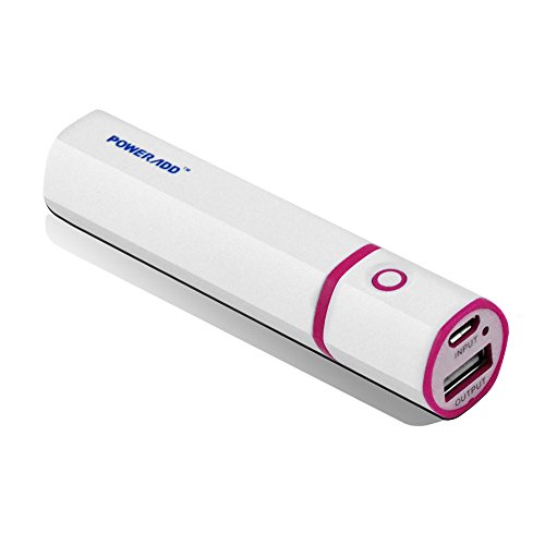 Poweradd Ultra Slim 2600mAh Portable Charger External Battery Pack with Flashlight for Smartphones and Tablets, White & Purple