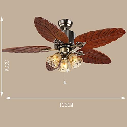 FXING American country fan chandelier Retro Simple Living Room Fan Lamps European style wooden garden restaurant fan lights A+ (Size : 3-head)