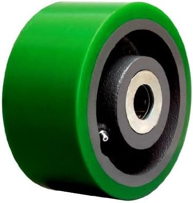 Heavy Duty Green Polyurethane on Steel Wheel 6" dia x 3" wide with 1" ID Bearing