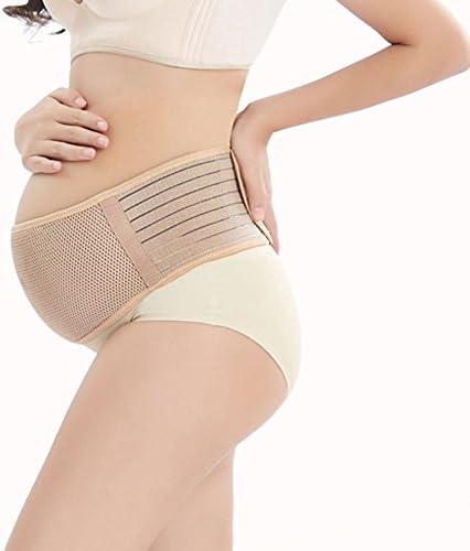 WEHE Maternity Belt Adjustable Elastic Soft Pregnancy Support, Back/Abdomen Band,Breathable Abdominal Binder-Relieve Pain,One Size, Beige