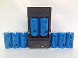 ON THE WAY®8PCS 3.7V 880mAh CR123A 16340 Rechargeable Battery+Dual Wall Charger Set