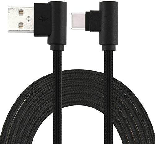 LoongGate Angled USB C Cables, Nylon Braided 90 Degree USB Type C to Type A - 1M(3.2ft) - Black, 1 Meters Type-C