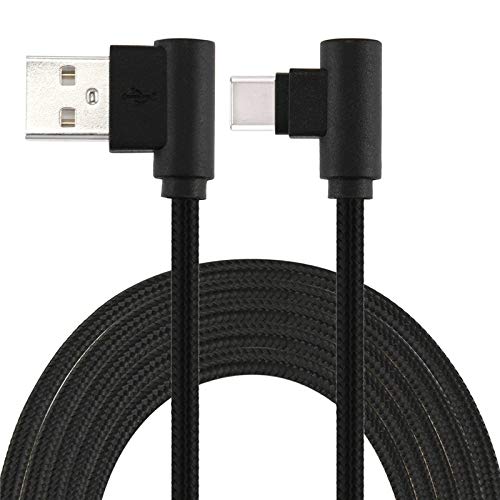 LoongGate Angled USB C Cables, Nylon Braided 90 Degree USB Type C to Type A - 1M(3.2ft) - Black