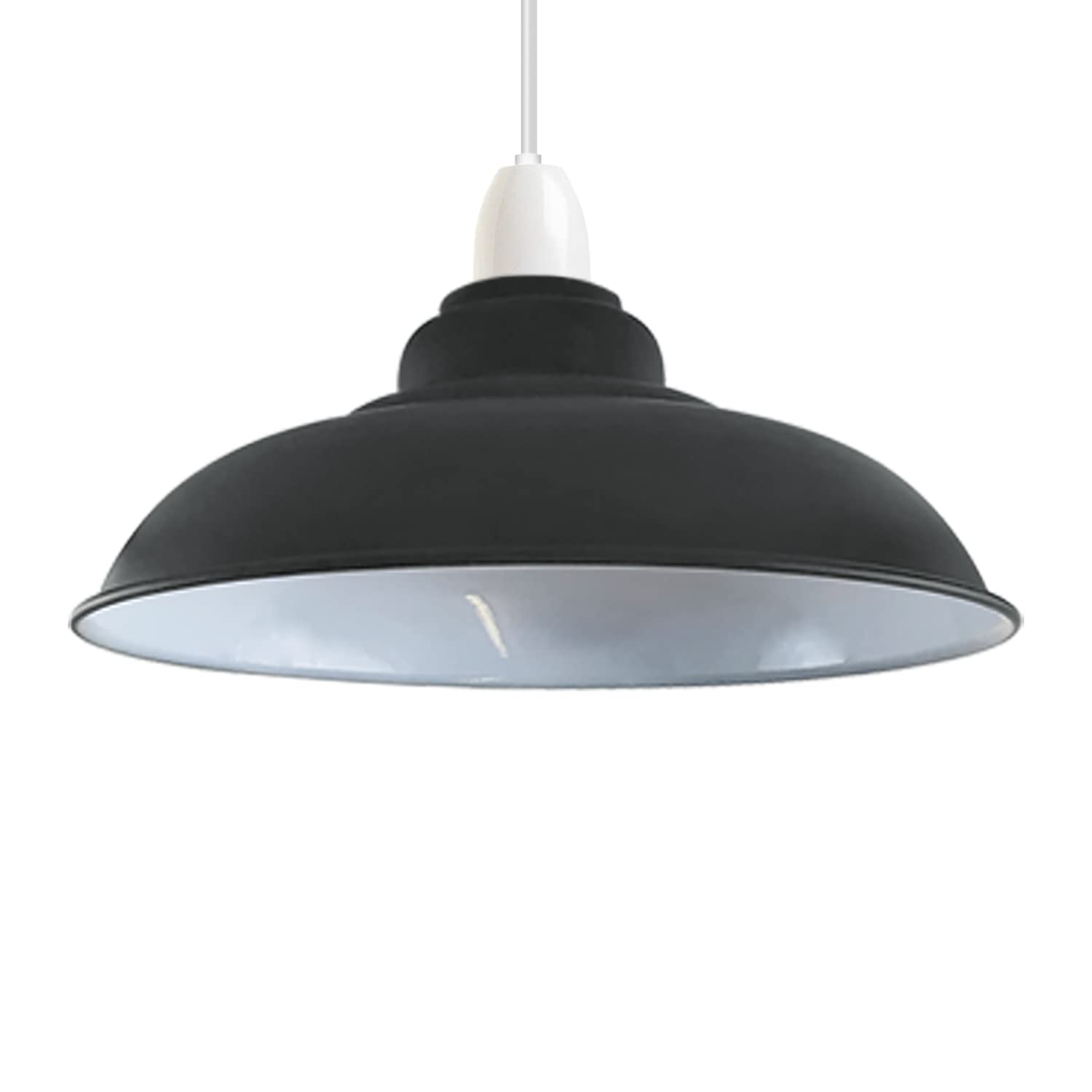 DC Voltage Grey Pendant Light Shade Metal Curvy Shaped 32cm Lampshade Industrial Easy fit Ceiling Indoor Replacement Lampshade for Kitchen Living Room Corridor