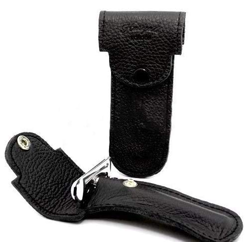 Haryali London, Double Edge Safety Razor Leather Case – Razor Travel Pouch for Men – Protective Wet Shaving Razor Holder for Blades & Grooming Accessories
