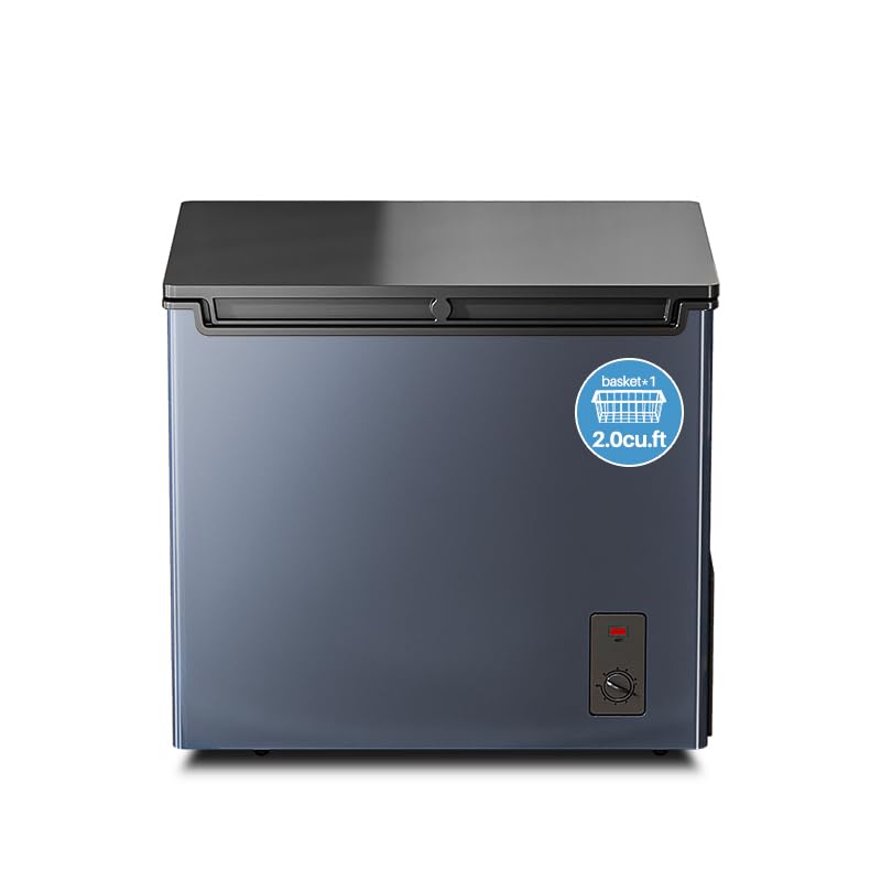 Cosanta 2.0 Cu.ft Chest Freezer, Top Door, Metal, Freestanding with Removable Basket, for Home Kitchen Office (BLACK, 2.0Cu.ft)