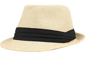 Fashion Unisex Straw Fedora Hat Contrast Ribbon Curly Brim Panama Jazz Trilby Cap for Men Women