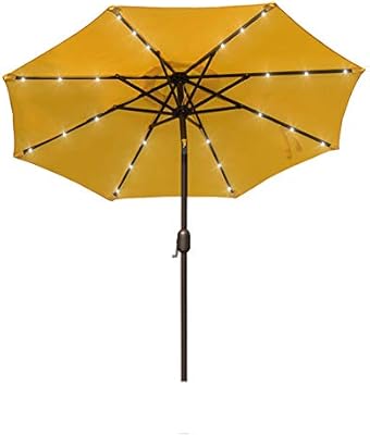 Amazon Com Sundale Outdoor 7 Ft Solar Powered 24 Led Lighted Patio Umbrella Table Market Umbrella With Crank And Push Button Tilt For Garden Deck Backyard Pool 8 Steel Ribs Polyester Canopy