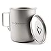 Core Element Titanium Lightweight Camping Bushcraft Mug Pot with Lid & Handle Dual Purpose - Open Fire Direct Flame Safe (15oz/450ml)
