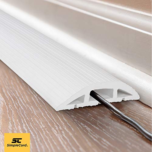 Simple Cord 4 FT White Floor Cord Cover Protects Cables, Cords, or