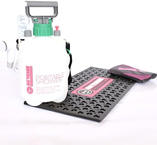 The Bundle | Pressurized Rinse Off Portable Shower, Outdoor Changing Mat, &amp; XL Microfiber Towel - Ship by Priority Mail/or UPS | Keep Your Car Clean After Off-Road, Beach, Hunting, Fishing, or Running