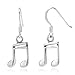 925 Sterling Silver 16th Note Musician Dangle Hook Earrings