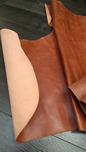 NAT Leathers Brown Cognac Tan Weekender Two Tone Upholstery Chap Cowhide 24 inch x 30 inch Cutting Piece Genuine Leather Hide Skin (24"x30") - Thumbnail 2