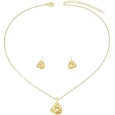 FAJYXTZF Gold Love Knot Necklace and Earring Set for Women, Dainty Minimalist Jewelry Set, Elegant Gold Plated Knot Pendant Necklace and Stud Earrings for Daily Wear and Gift