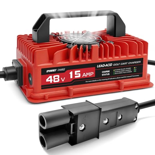 EPOWREY 15 Amp 48 Volt Golf Cart Battery Charger for Yamaha G19-G22 with 2-Pin Plug