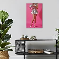 Trendy Disco Ball Canvas Wall Art Funky Pink Preppy