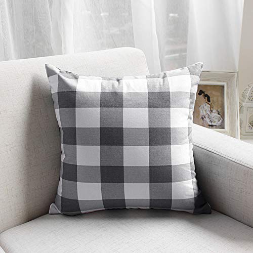 VIS'V Buffalo Check Plaid Throw Pillow Covers, Set of 2 Linen Square