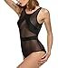 Zeagoo Sexy Black Mesh Spice Look One Piece Swimwear Swimsuit Monokini Biki, Black, US XS(4)/ Asian S
