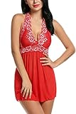 Avidlove Women Outfits Halter Lingerie Mini Nightwear Lace Babydoll Red XL