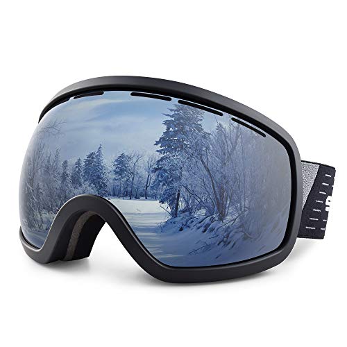 Snowledge Ski Snowboard Goggles with UV400 Protection, OTG Skiing Snowboarding Goggles of Double Spherical Lens with Anti-Fog Ski Goggles for Men, Women, Helmet Compatible Snow Goggles