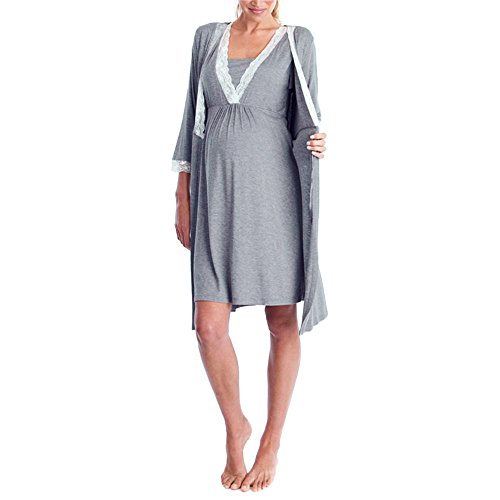 Rambling 2018 New Maternity Nursing Nightgown Pregnant Sleepwear Gown Maternity Hospital Nightdress - Thumbnail 2