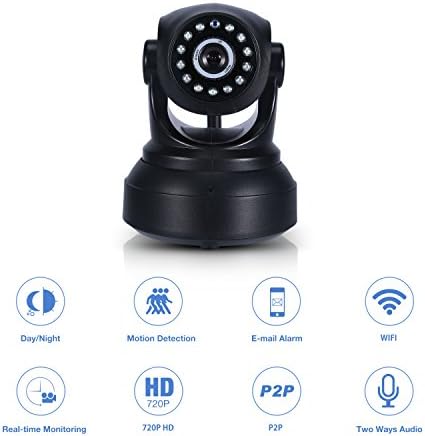 Anweer 720P IP Baby Camera, Wireless Home Security Camera, WIFI CCTV Camera with Two-Way Audio Pan Tilt Night Vision Surveillance Motion Detection Best Baby Pet Monitor (Black)