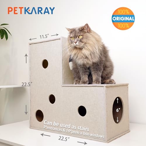 PETKARAY Cat Tunnel, Original Cat Hideaway Cave for Indoor Cats, Large