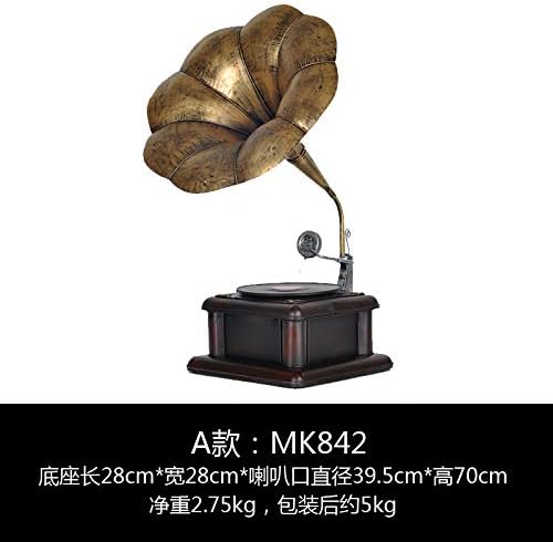 KIKIXI Retro nostalgic phonograph props model ornaments creative crafts home window wine cabinet soft decoration furnishings, years old 优质 large (quality)