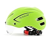 EyeGlow Stylish Adult Road Bike Helmet With Visor Protector Adjustable Sport Aero Cycling Helmet Bicycle Helmets For Men & Women,Safety Protection With Goggle Lens …