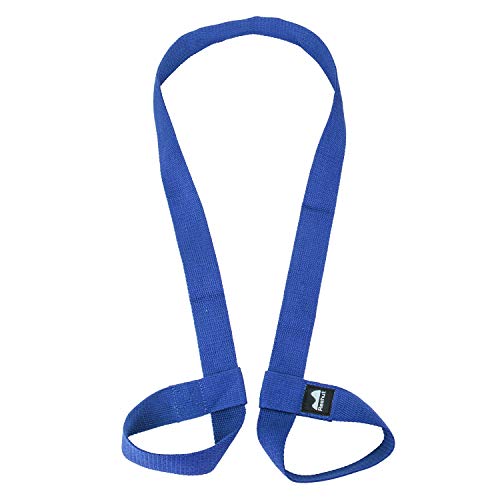 REEHUT Yoga Mat Strap, Adjustable Mat Carrier Sling for Carrying, Doubles As Yoga Strap for Stretching-Durable Cotton Texture (Yoga MAT NOT Included) – Blue