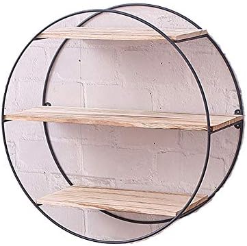 Lixada Wall Mounted Iron Shelf Round Floating Shelf Wall Storage
