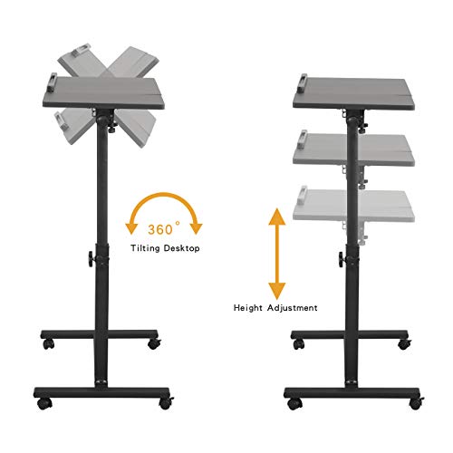 TigerDad Overbed Bedside Desk Mobile Rolling Laptop Stand Tilting Overbed Table with Wheels