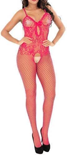 Women's Erotic Lace Jumpsuit, Sexy Bodycon Body Stocking Lingerie,See-Through Bodysuit Temptation Pajama Nightwear Underwear for Striptease Club Fancy Dress Party SM Cosplay
