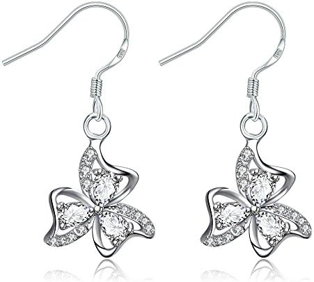 Platinum or Gold Plated Sterling Silver Earrings Cubic Zirconia Stud Earrings Fashion Jewelry