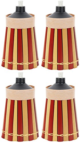 UPC 742309028711, Bamboo Torches - 4 Pack - Metal Oil Canister - 8in High, 10oz. Capacity - Sturdy Table Torch By Kaya Collection