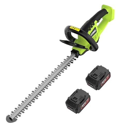 Kalamotti Cordless Hedge Trimmer, 52cm Blade Dual Action Blades Lightweight, Hedge Trimmer Cordless Hedge Cutter with 2x21V Batteries and Charger Included, Trimmer Pruning Branch for Fence, Grass Trim