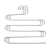 OMAAI Pants Hangers Premium S-Shape Stainless Steel Jeans Hanger with 5 Layers for Multi-Use Space Saver for Trousers Towels Scarfs Ties (3 Pack)