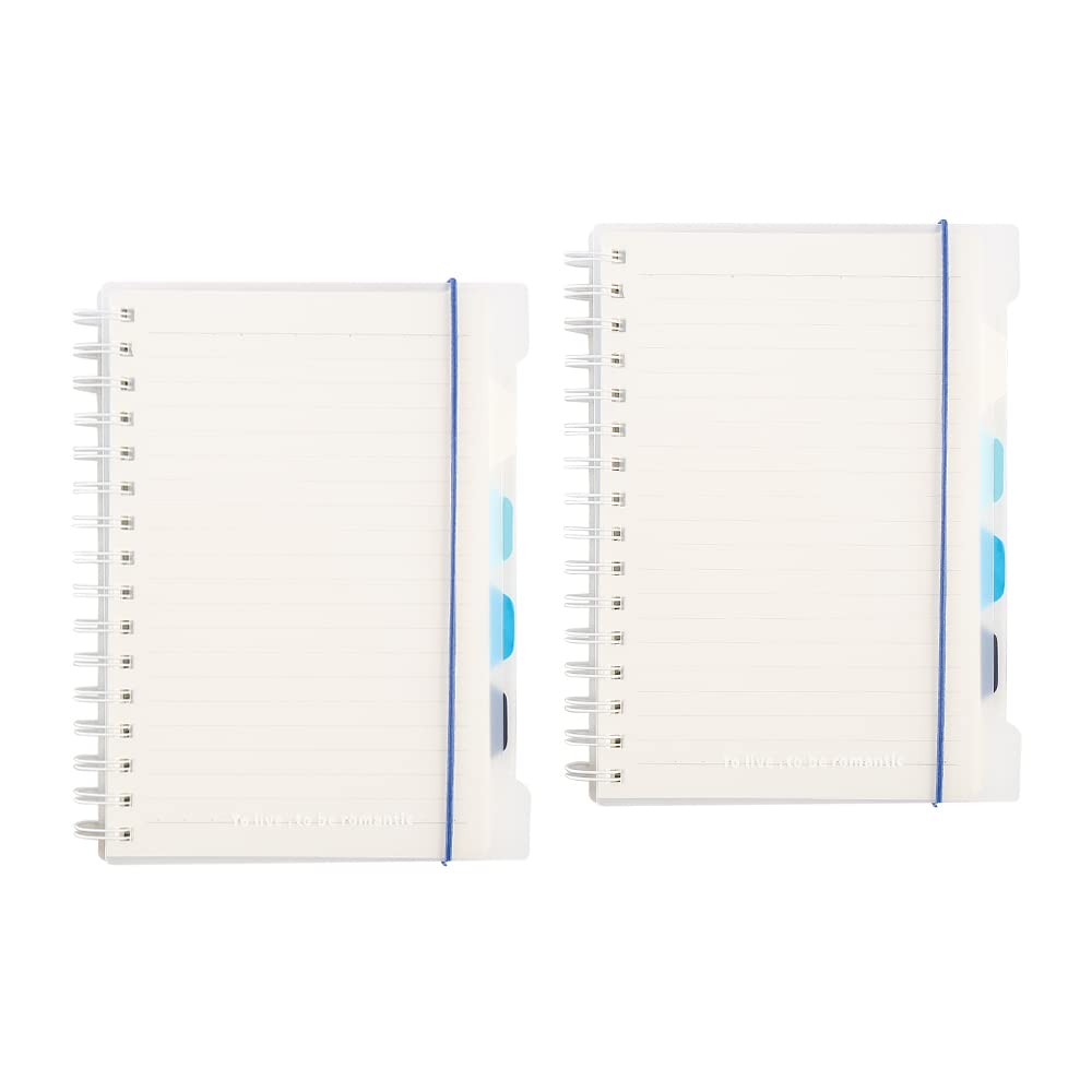 Shulaner A5 Wirebound Spiral Notebook Notepad Lined with Divider, Lined, 120 Sheets, Project Spiral Bound Notebooks A5 with Dividers, Pack of 2(A5 Lined)