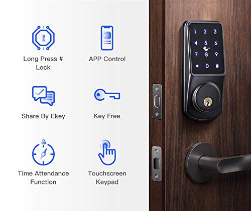 Smart Door Lock, Keyless Entry Door Lock with Digital Keypad, Code, App, IC Card, Mechanical Key, Smart Deadbolt Lock… - Image 3