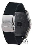 SnuG Watchbands 22mm Replacement Watch Band for LG Watches (LG G, LG G R, LG Urbane) - Quick Release - with Silver Stainless Steel Deployant Buckle 8 Color Choices (Black w/Polished Silver)