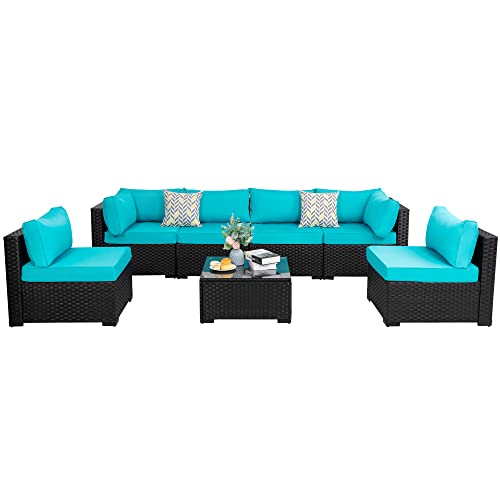 Walsunny 7 Piece Outdoor Sectional Patio Furniture Set, Outdoor Couch