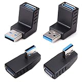 USB 3.0 Adapter Couplers 90 Degree Male to Female,USB Connector Extender Plug Coupler Extender 4PCS (Including Left,Right Up,Down Angle Adapter)