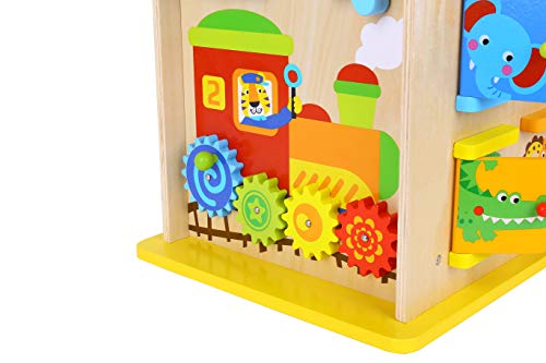 Pidoko Kids Wooden Activity Cube - Fun Forest Theme Toy for Toddlers Boys and Girls