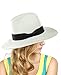 NYFASHION101 Lightweight Solid Color Panama Fedora Sun Hat, White/Black
