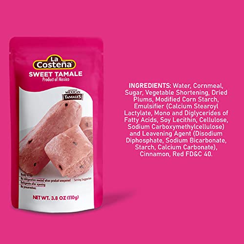 LA COSTEÑA SWEET TAMALES – MADE WITH DRIED PLUM & MASA CORN MEAL – MICROWAVABLE READY TO EAT MEALS NO REFRIGERATION – PREMADE EASY MEALS – INSTANT LUNCH TO GO – MEXICAN FOOD – 3.8 OZ, 12 PACK