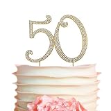50 GOLD Cake Topper | Premium Sparkly Crystal Rhinestones | 50th Birthday or Anniversary Party Decoration Ideas | Perfect Keepsake (50 Gold)