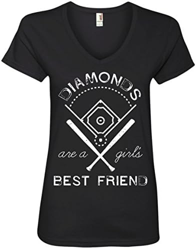 Diamonds Are A Girl's Best Friend Ladies' V-Neck Tee Black, XX-Large